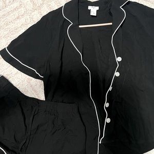 Pajama set black with white trim size small never worn